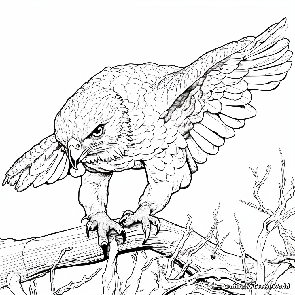 Red Tailed Hawk Prey Hunting Coloring Pages 3