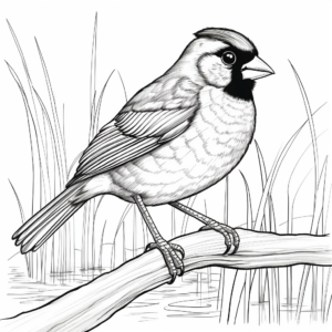 Red-Winged Blackbird and Sunrise Coloring Pages 1