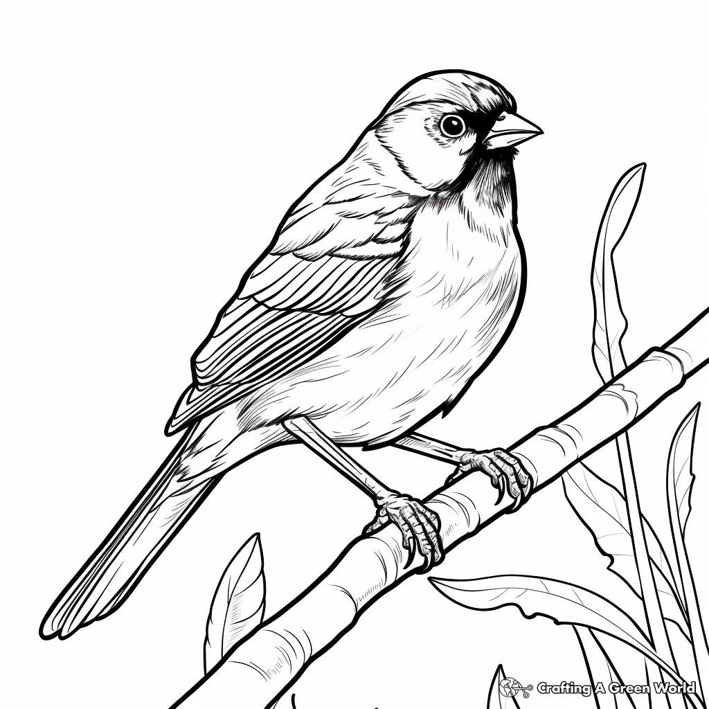 Red-Winged Blackbird and Sunrise Coloring Pages 2