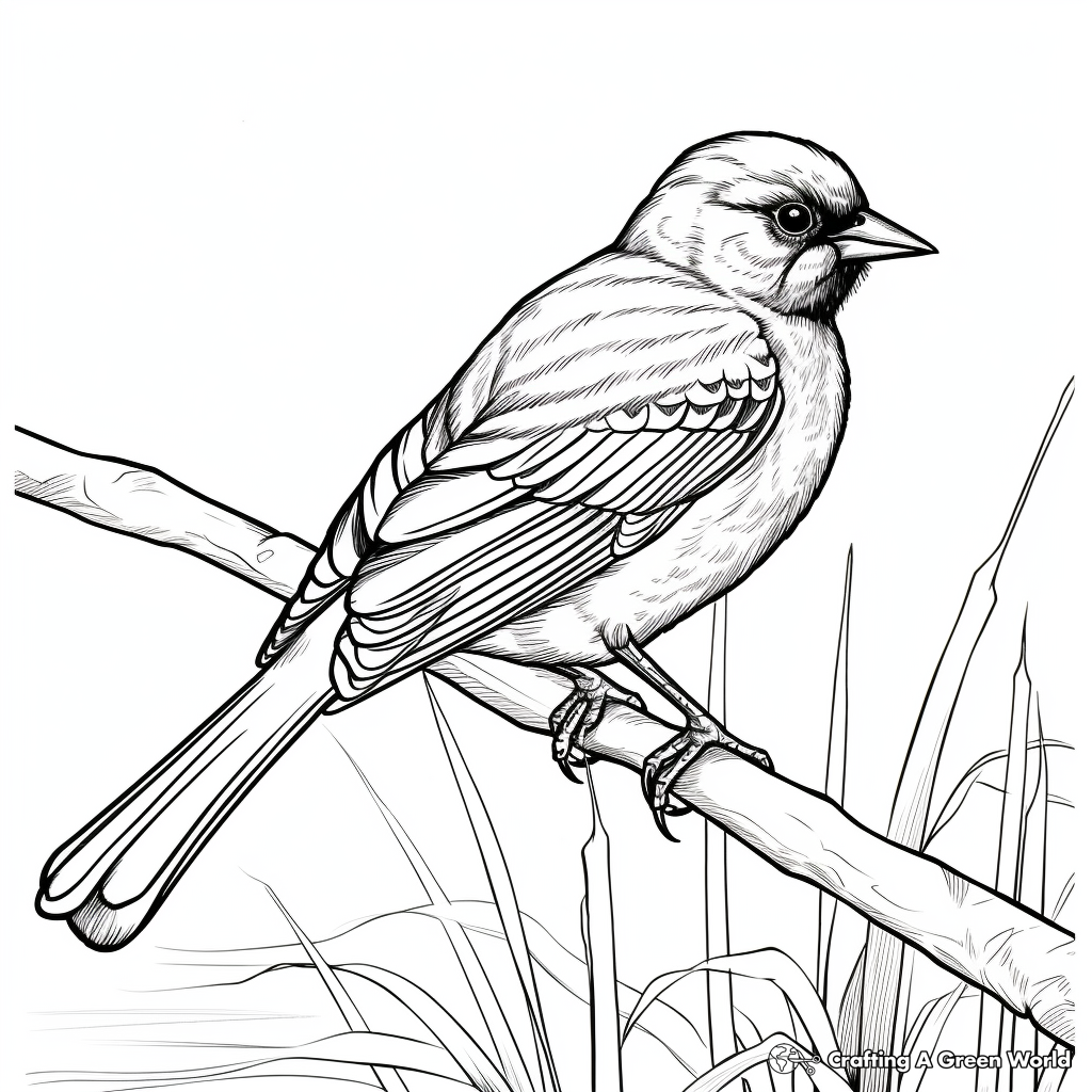 Red-Winged Blackbird and Sunrise Coloring Pages 3