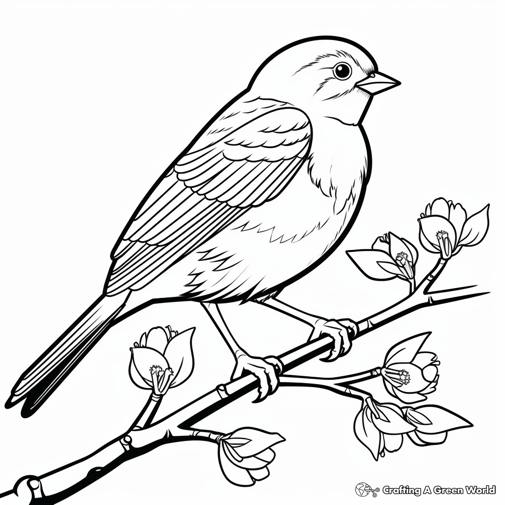 Red-Winged Blackbird and Sunrise Coloring Pages 4