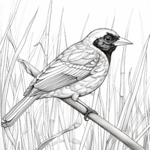Red-Winged Blackbird in Habitat Coloring Pages 2