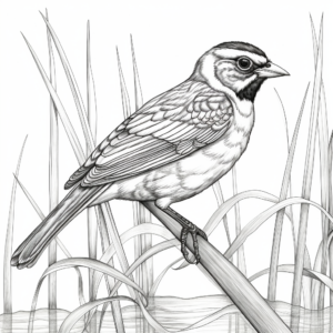 Red-Winged Blackbird in Habitat Coloring Pages 4