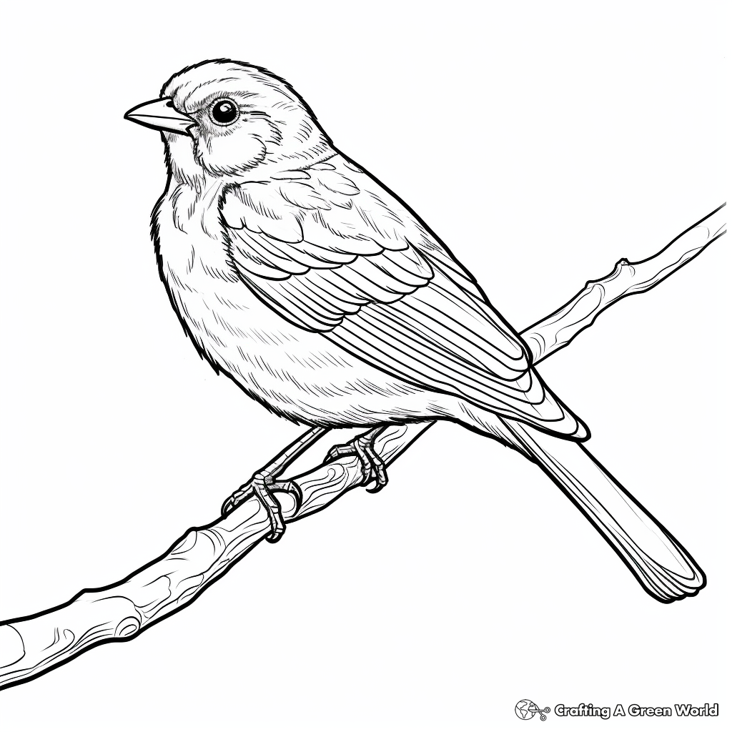 Red-Winged Blackbird in Rain Coloring Pages 1