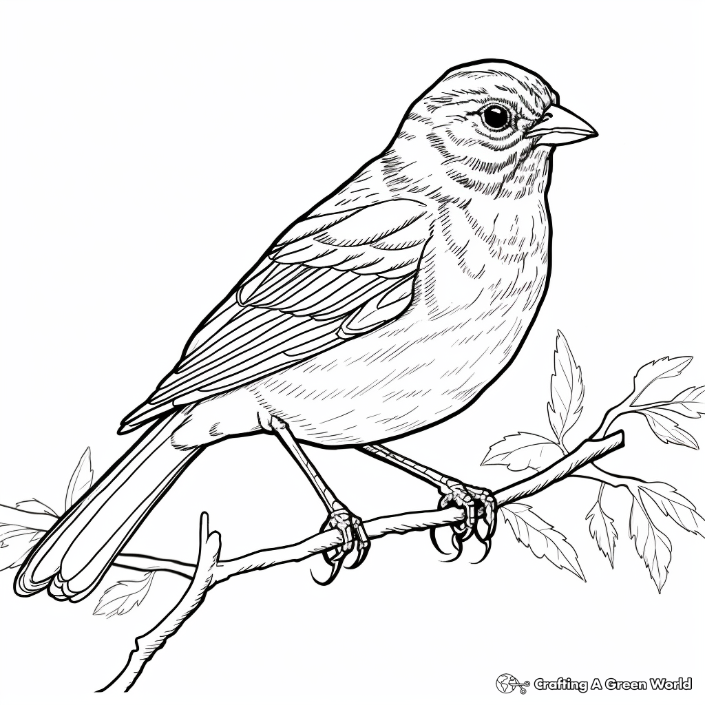Red-Winged Blackbird in Rain Coloring Pages 2