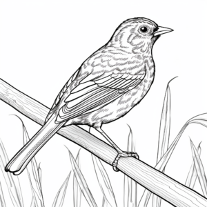 Red-Winged Blackbird in Rain Coloring Pages 3