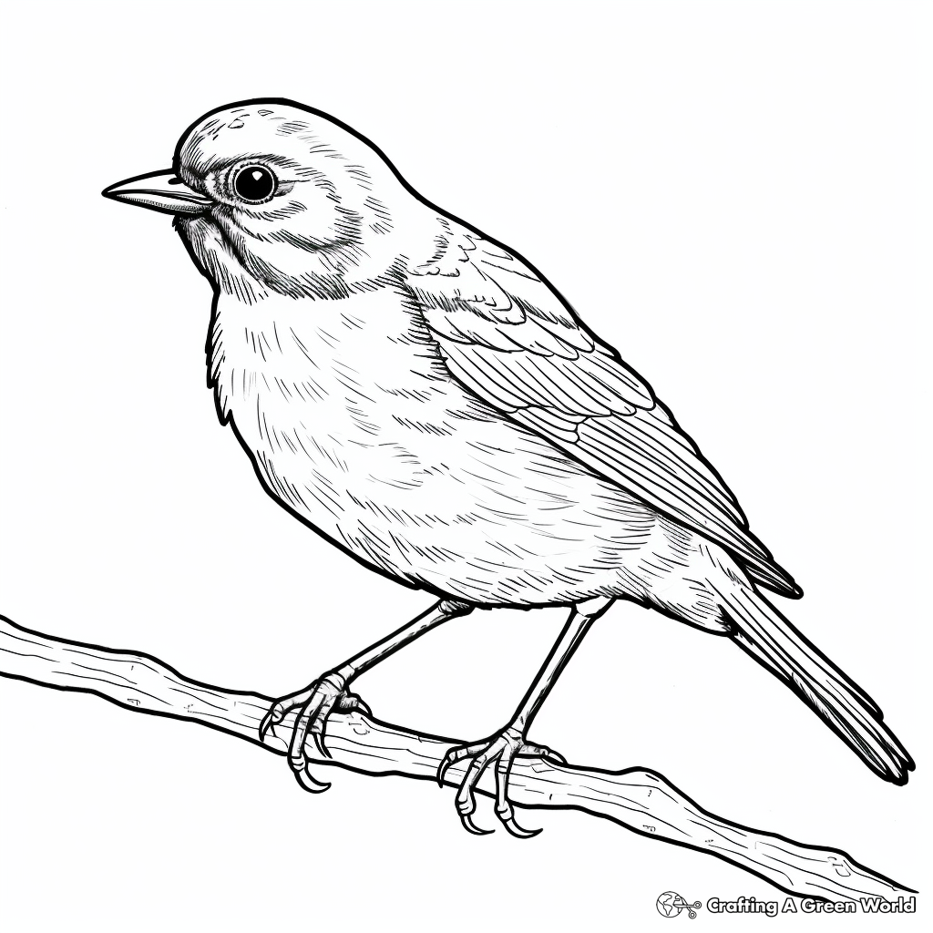 Red-Winged Blackbird in Rain Coloring Pages 4