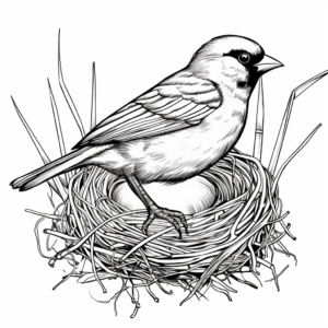 Red-Winged Blackbird Nesting Coloring Pages 1