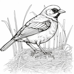 Red-Winged Blackbird Nesting Coloring Pages 2