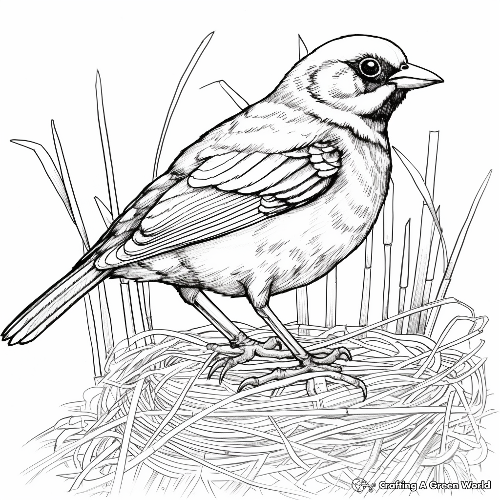 Red-Winged Blackbird Nesting Coloring Pages 2