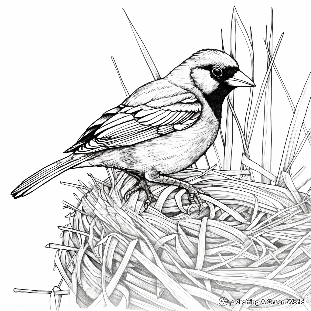 Red-Winged Blackbird Nesting Coloring Pages 4