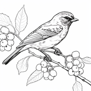 Red-Winged Blackbird with Berries Coloring Pages 4