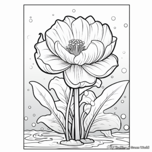 Refreshing Lotus in Rain Coloring Pages 1