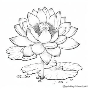 Refreshing Lotus in Rain Coloring Pages 2