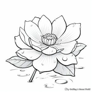 Refreshing Lotus in Rain Coloring Pages 3
