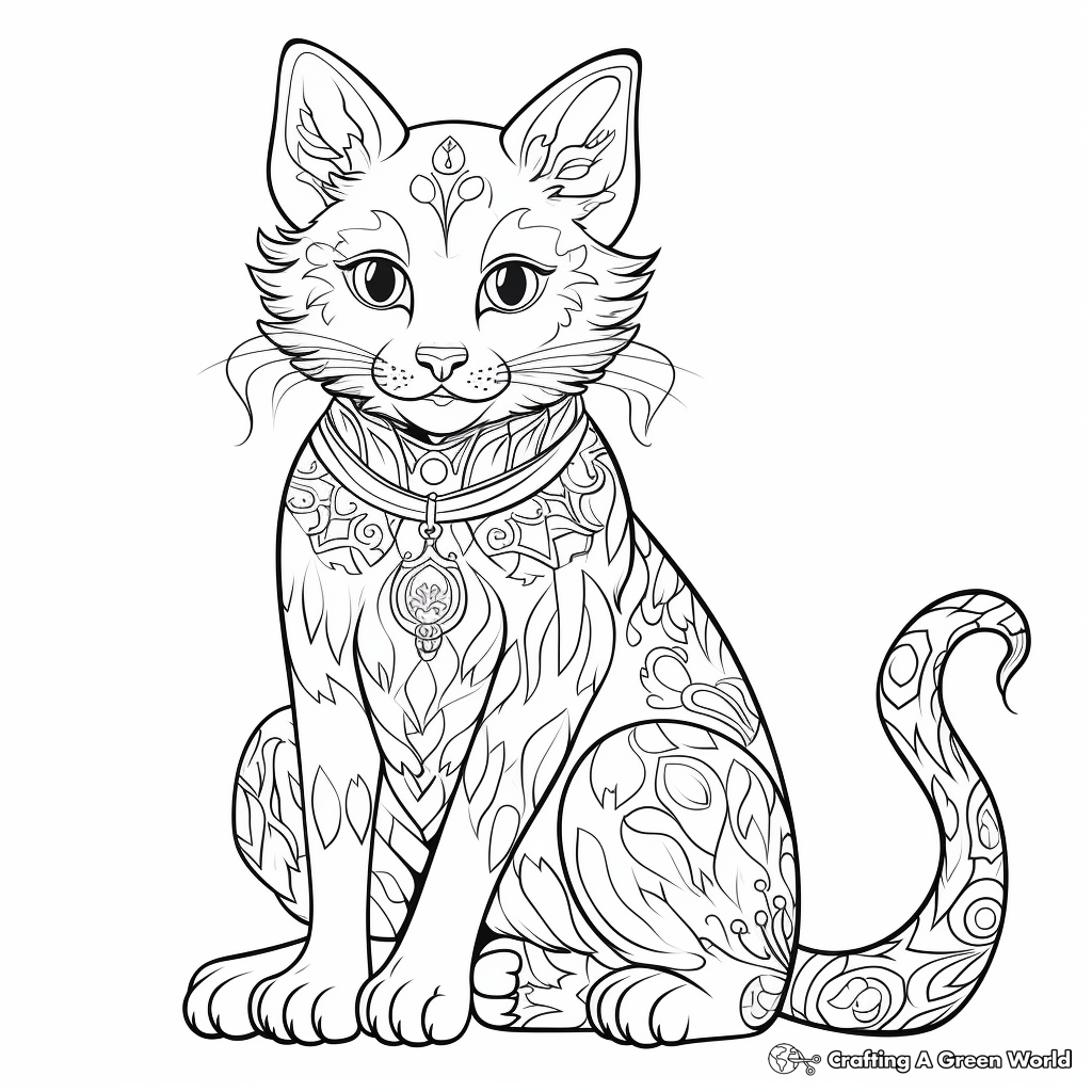 Regal Russian Blue Cat Coloring Pages 1