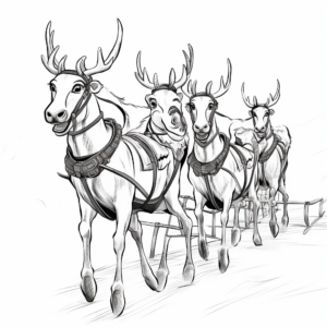 Reindeer Bucks: Santa's Sleigh Team Coloring Pages 1