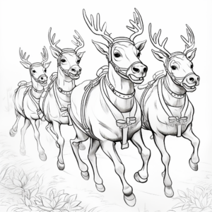 Reindeer Bucks: Santa's Sleigh Team Coloring Pages 3