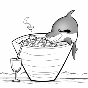 Relaxed Dolphin Drinking Boba Coloring Pages 3