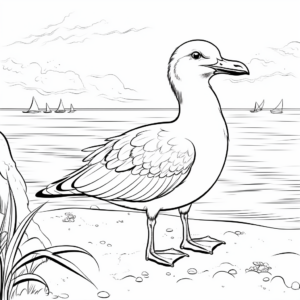 Relaxed Seagull on the Beach Coloring Pages 3