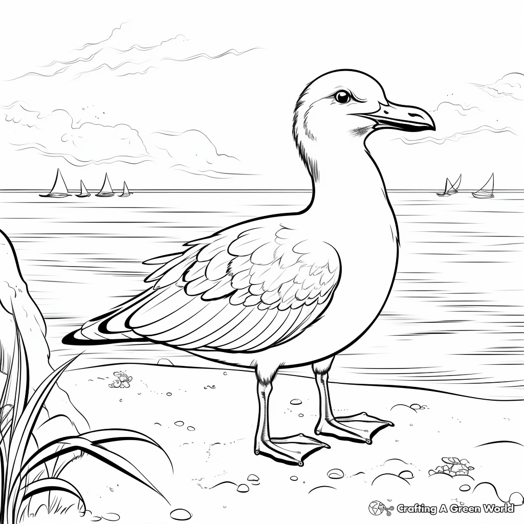 Relaxed Seagull on the Beach Coloring Pages 3