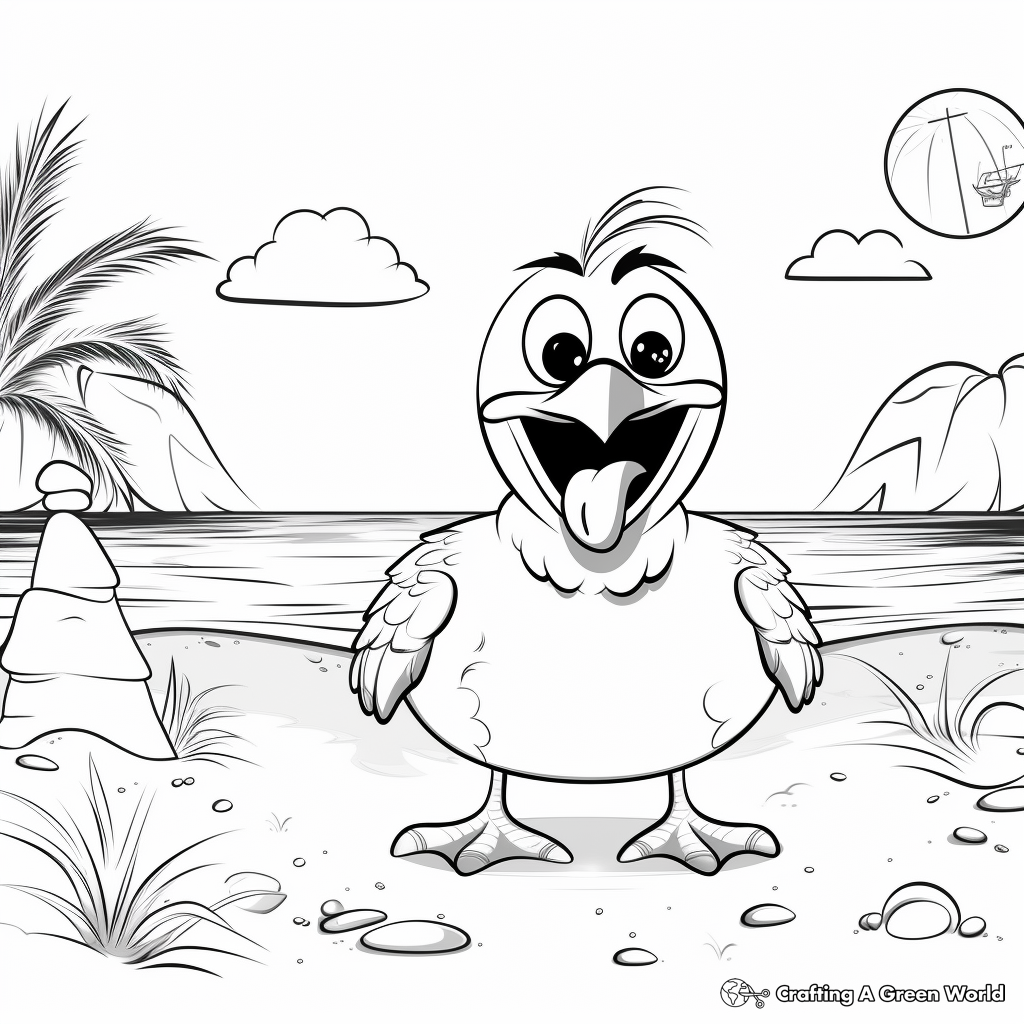 Relaxed Seagull on the Beach Coloring Pages 4