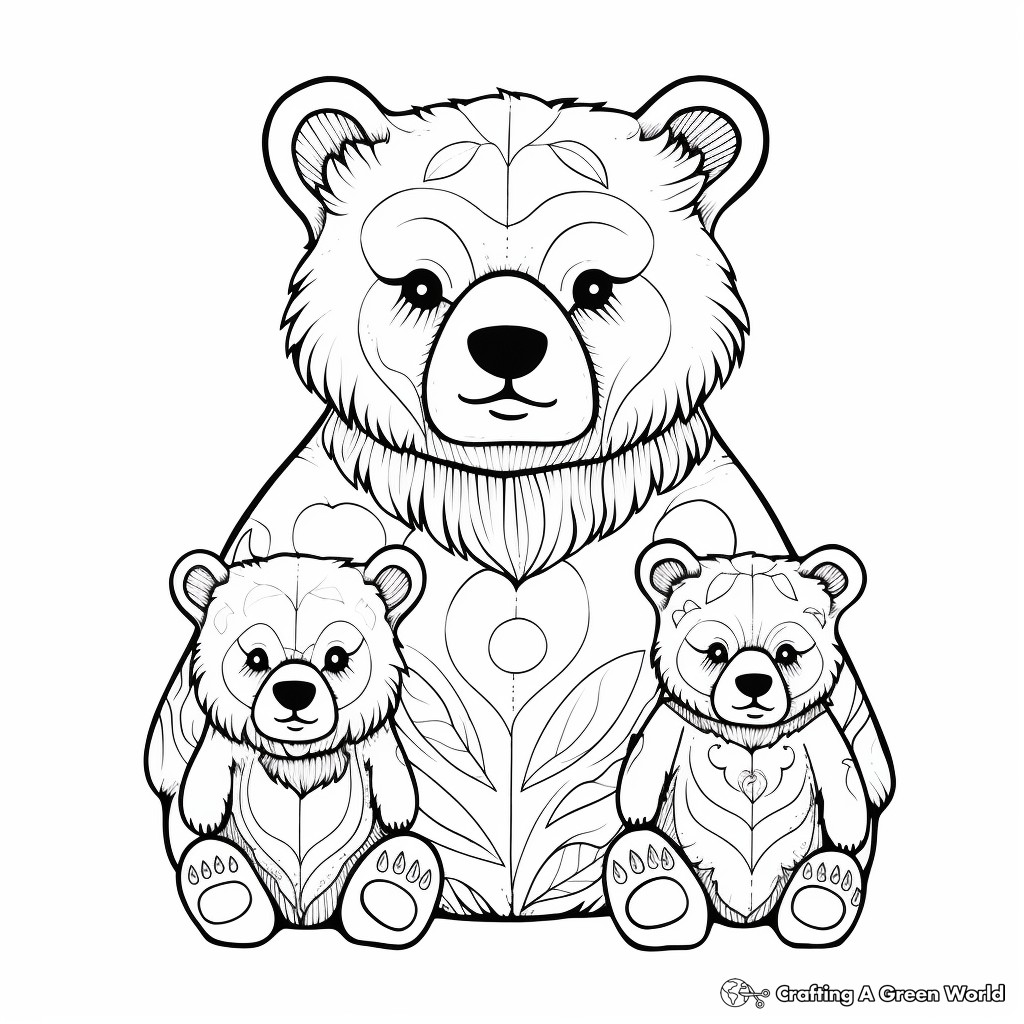 Relaxing Bear Family Coloring Pages 1