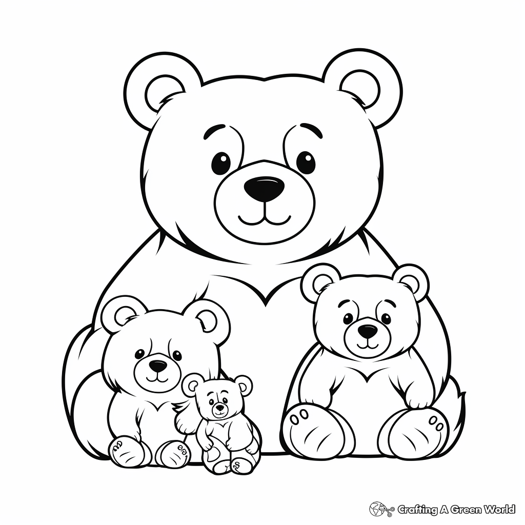 Relaxing Bear Family Coloring Pages 2