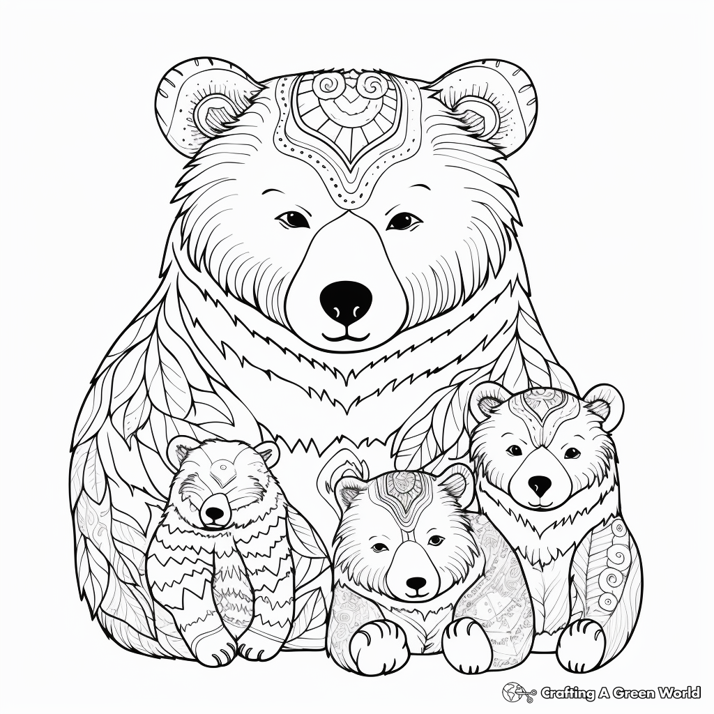 Relaxing Bear Family Coloring Pages 3