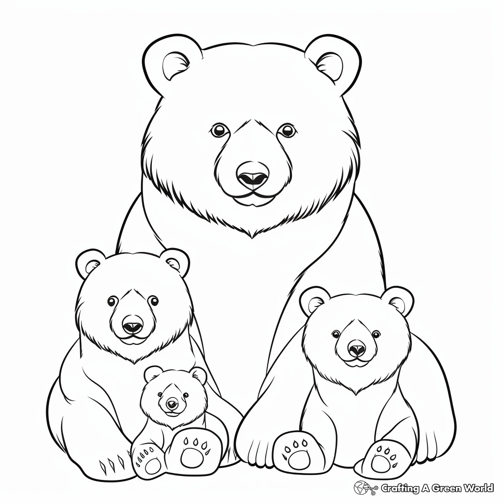 Relaxing Bear Family Coloring Pages 4