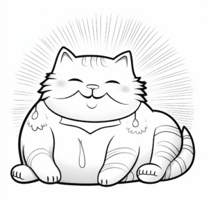 Relaxing Fat Cat in the Sun Coloring Pages 1