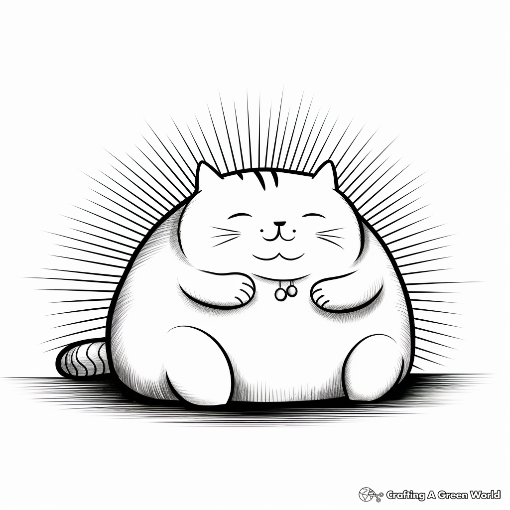 Relaxing Fat Cat in the Sun Coloring Pages 2