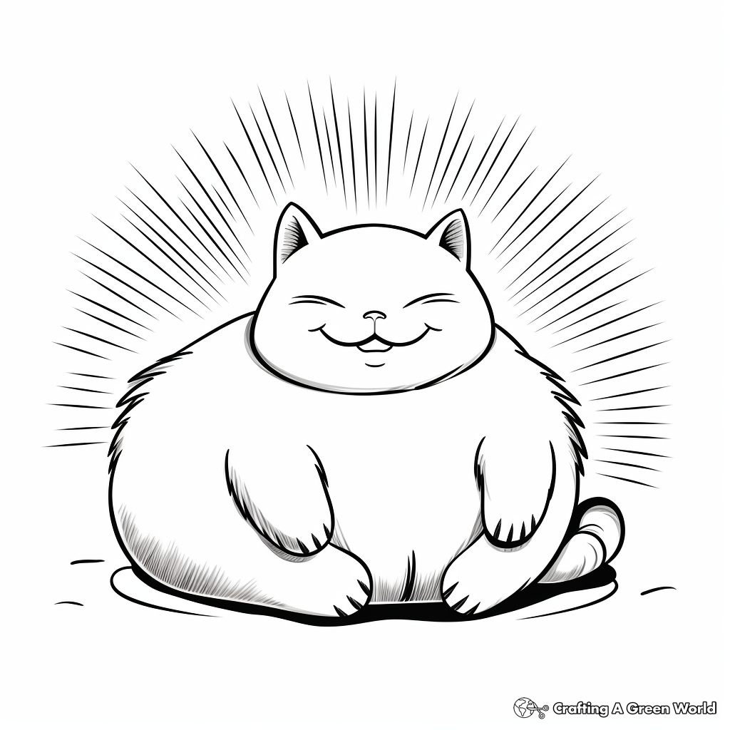 Relaxing Fat Cat in the Sun Coloring Pages 3