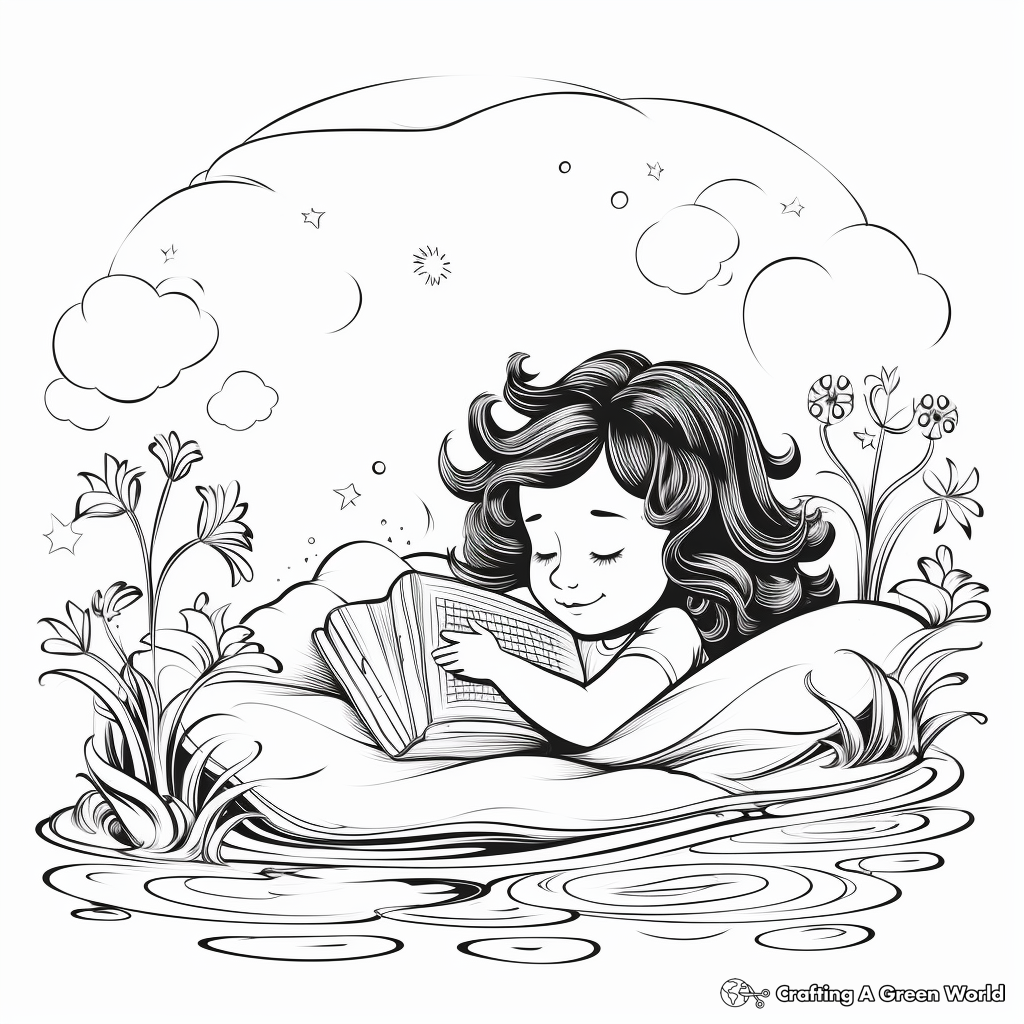 Relaxing Flowing-Water Coloring Pages 1