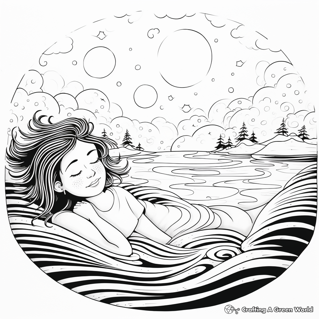 Relaxing Flowing-Water Coloring Pages 2