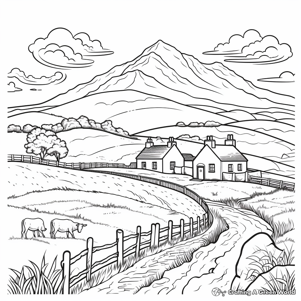 Relaxing Irish Landscape Coloring Pages for Adults 1
