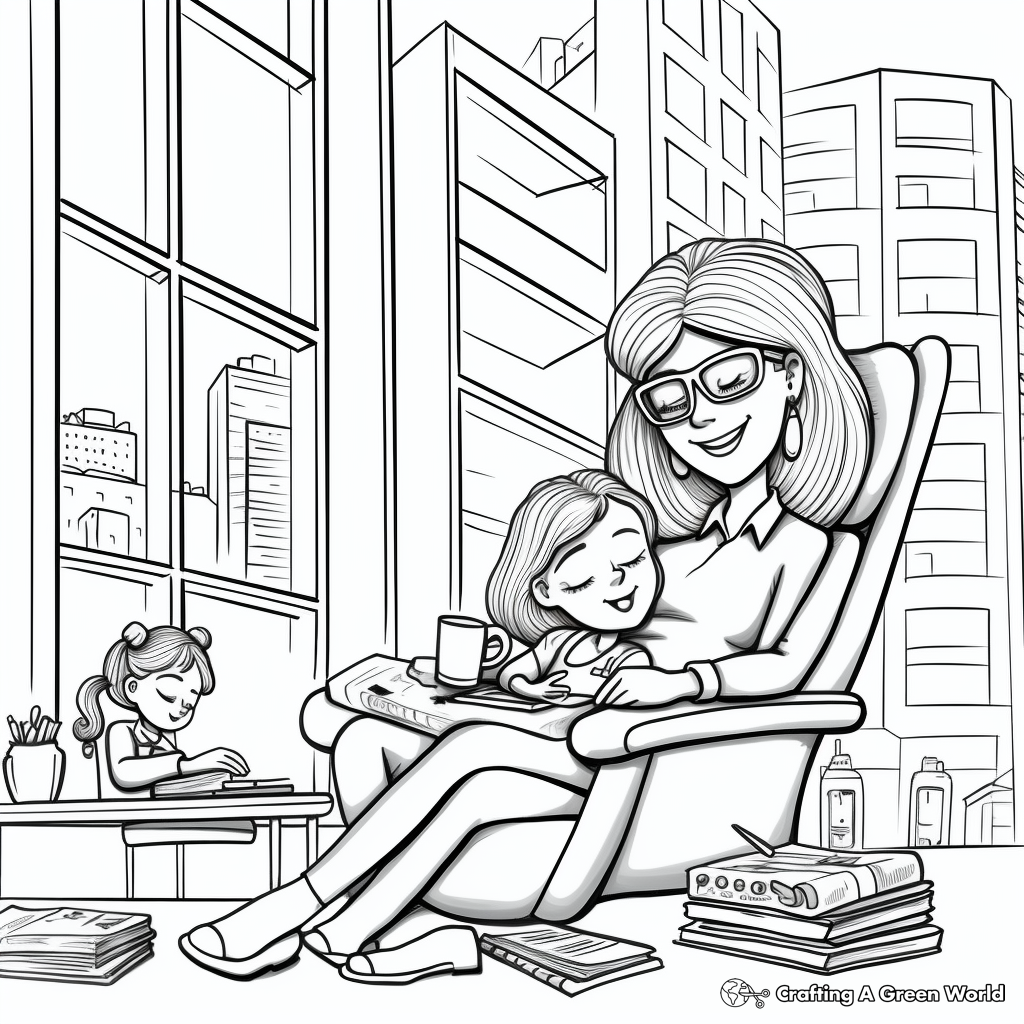 Relaxing Office Scene Coloring Pages 2