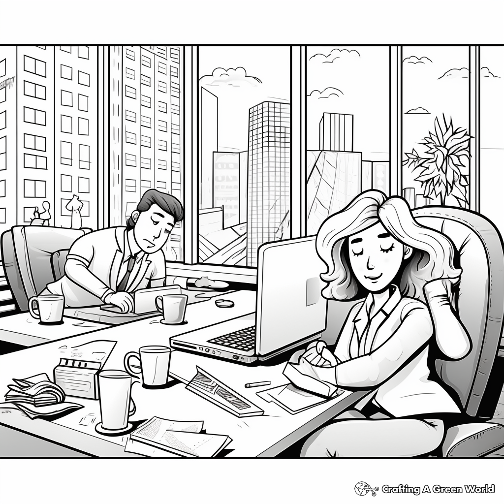 Relaxing Office Scene Coloring Pages 4
