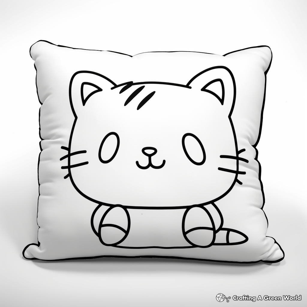Relaxing Pillow Cat Coloring Pages 1