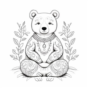 Relaxing with Bear Zen Art Coloring Pages 2