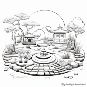 Relaxing Zen Garden Coloring Pages 1