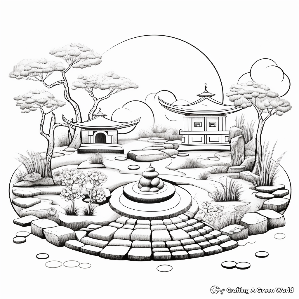 Relaxing Zen Garden Coloring Pages 1
