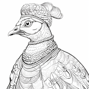 Renaissance Style Peacock Coloring Sheets 3