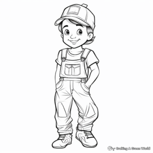 Retro Denim Overalls Coloring Pages for Teens 2