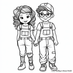 Retro Denim Overalls Coloring Pages for Teens 3