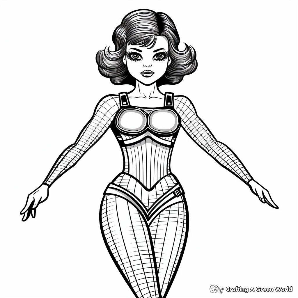 Retro Leotard Coloring Sheets for Nostalgic Adults 4