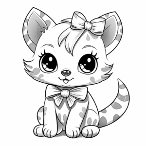 Retro Looking Cat With Vintage Bow Coloring Pages 3
