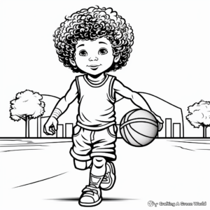 Retro Style Basketball Coloring Pages for Adults 1
