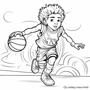 Retro Style Basketball Coloring Pages for Adults 3