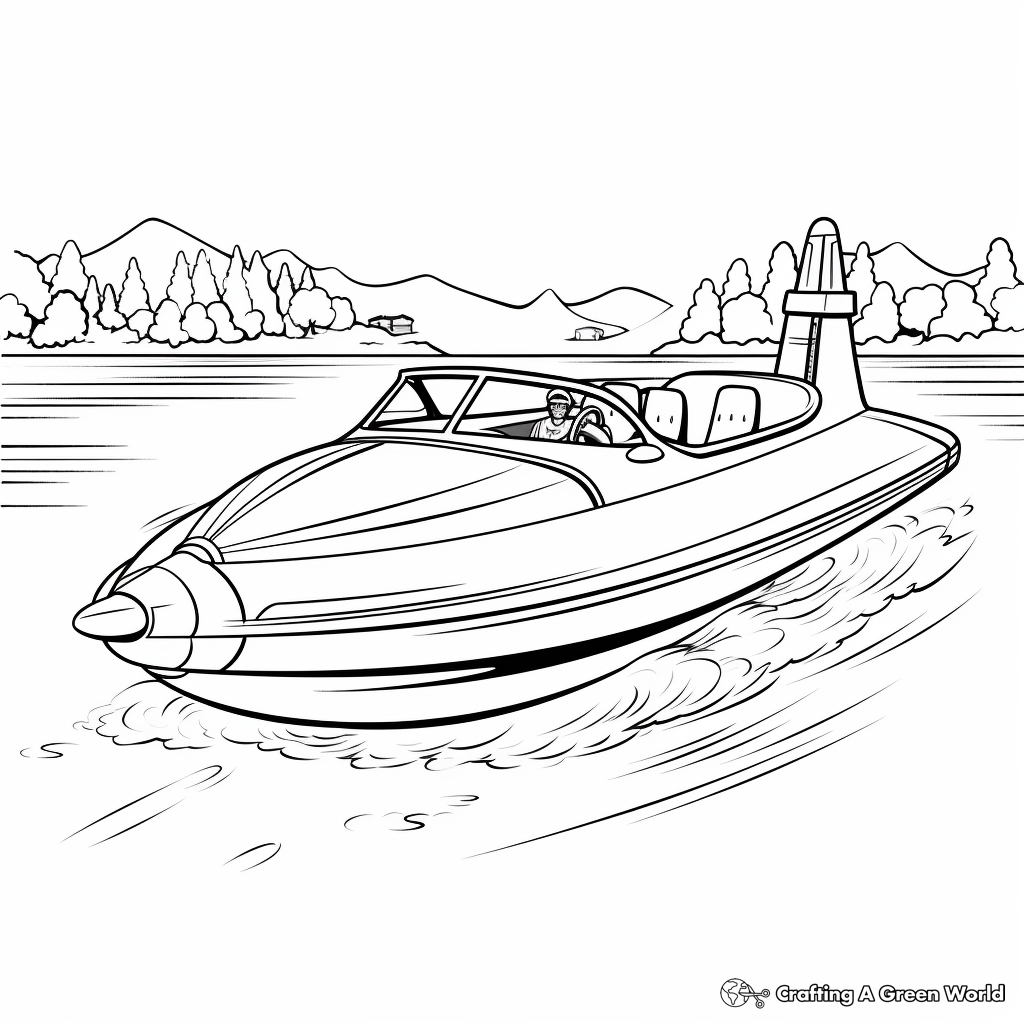 Retro Style Speed Boat Coloring Sheets 1